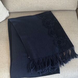 Nordstrom navy/black Scarf with Fringe